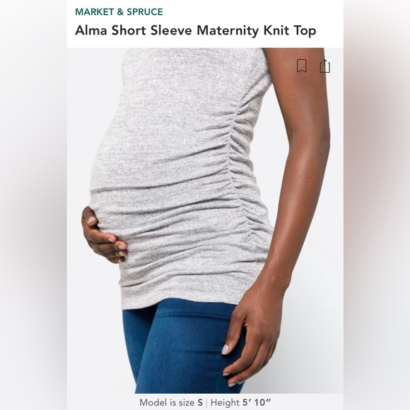 MARKET & SPRUCE Alma Short Sleeve Maternity Knit Top | Medium | Gray - Picture 6 of 9